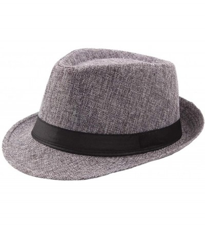 Fedoras Mens Vintage 20s Hat Classic Gentleman Manhattan Structured Trilby Fedora Brim Casual Jazz Hat with Band - C918XH3UEH...