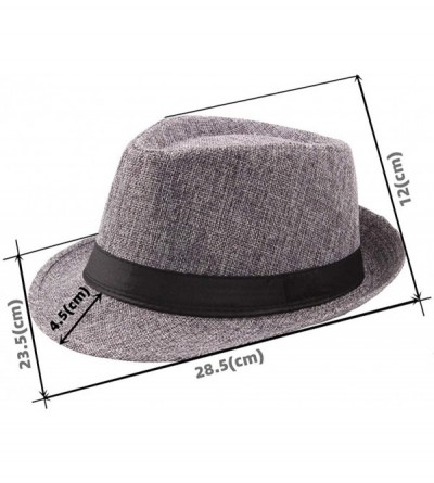 Fedoras Mens Vintage 20s Hat Classic Gentleman Manhattan Structured Trilby Fedora Brim Casual Jazz Hat with Band - C918XH3UEH...