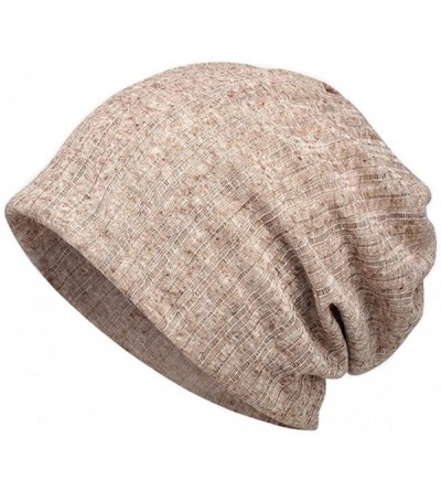 Skullies & Beanies Cotton Fashion Beanies Chemo Caps Cancer Headwear Skull Cap Knitted hat Scarf for Women - E-khaki - CR18TA...