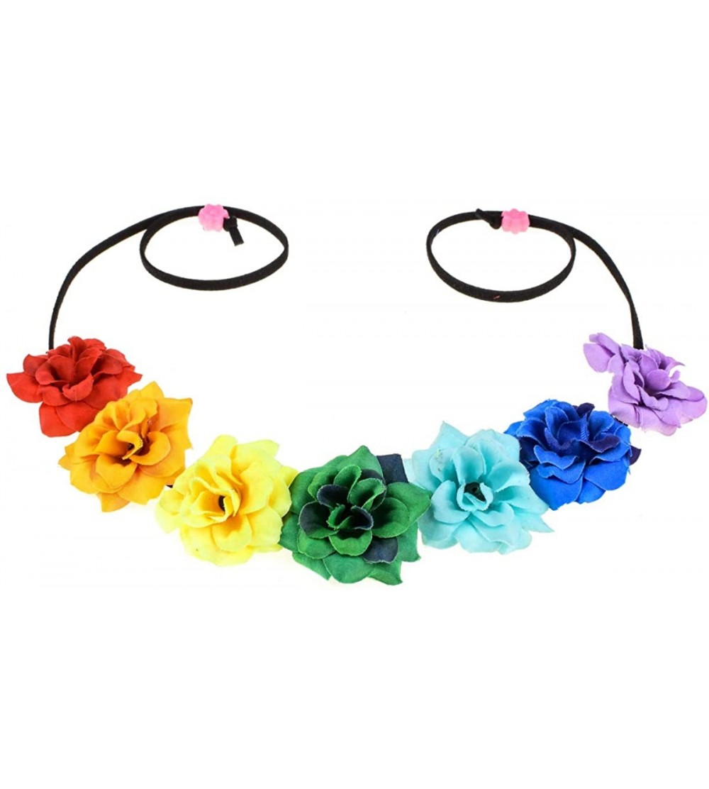 Headbands Boho Floral Crown Rose Flower Headband Hair Wreath - Rainbow Little Flower - C4196OS4XI0 $10.03