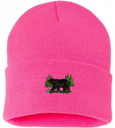 Skullies & Beanies Black Bear Custom Personalized Embroidery Embroidered Beanie - Hot Pink - CG12N7XMH1A $28.92