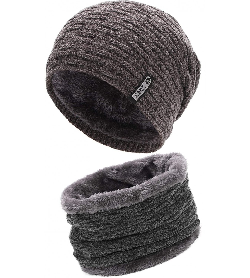 Skullies & Beanies Styles Oversized Winter Extremely Slouchy - Xne Grey Hat&scarf Set - C518ZDTD526 $12.32