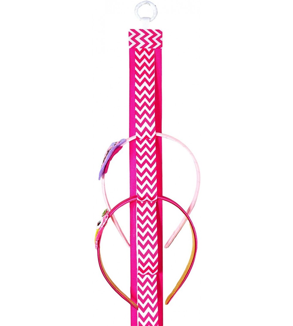 Headbands Boutique Handmade Ribbon HEADBAND HOLDER (ONE HOLDER) - Hot Pink Chevron - CE11FF0VUIX $21.52