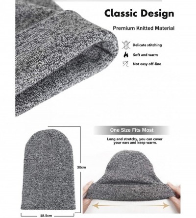 Skullies & Beanies Beanie Hat Winter Warm Knit Hats Cold Weather Skull Cap for Men Women - Knit Black White - CH192DEZGKG $10.53