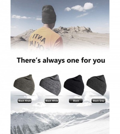 Skullies & Beanies Beanie Hat Winter Warm Knit Hats Cold Weather Skull Cap for Men Women - Knit Black White - CH192DEZGKG $10.53