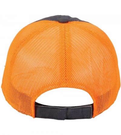 Baseball Caps Garment Washed Meshback Cap - Charcoal/Neon Orange - CI1832KQRKD $22.15