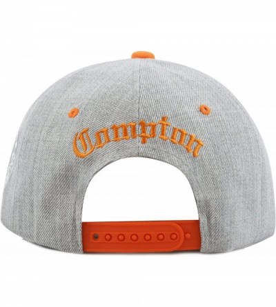 Baseball Caps Compton 3D Embroidered Heather Grey Snap Back Baseball Hat - Orange - CZ12E09C9YD $11.01