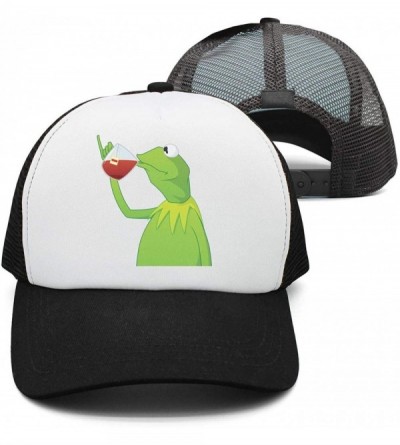 Baseball Caps Kermit The Frog"Sipping Tea" Adjustable Red Strapback Cap - Afunny-green-frog-sipping-tea-7 - C018ICO6QKI $29.46