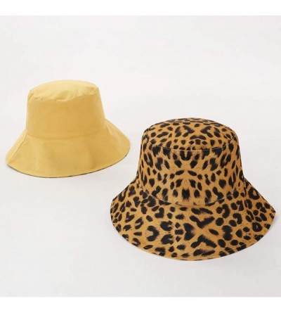 Bucket Hats Women Reversible Bucket Hat Outdoor Fisherman Hats Packable Sun Cap - Leopard Yellow - CH198E2ZCAK $15.30