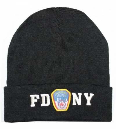 Skullies & Beanies FDNY Winter Hat Men's Black & White- One Size - C5117D710HR $16.35
