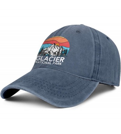 Baseball Caps Vintage-Glacier-National-Park- Hat for Mens Womens Sun Hat Adjustable Outdoor Denim Strapback Hat Caps - CG18WS...