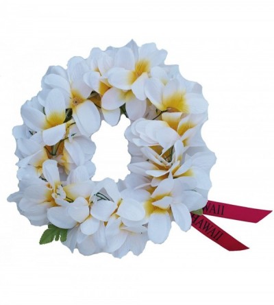 Headbands Women Floral Headband Hawaiian Plumeria Flower Haku elastic Leis - White yellow - CJ189CZ7CGE $11.05