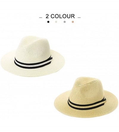 Fedoras Fedora Straw Fashion Sun Hat Packable Summer Panama Beach Hat Men Women 56-62CM - 00714_natural - CQ18R95Z4T8 $16.00