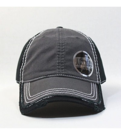 Baseball Caps Washed Cotton Distressed with Heavy Stitching Adjustable Baseball Cap - Charcoal Gray/Charcoal Gray/Black - CN1...