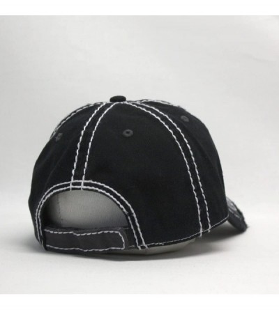 Baseball Caps Washed Cotton Distressed with Heavy Stitching Adjustable Baseball Cap - Charcoal Gray/Charcoal Gray/Black - CN1...