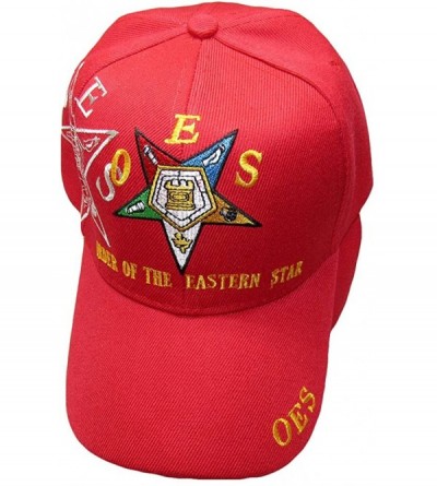 Baseball Caps Mason OES Order of The Eastern Star Red 100% Acrylic Shadow Embroidered Hat Cap - C918ARK4CKG $22.69