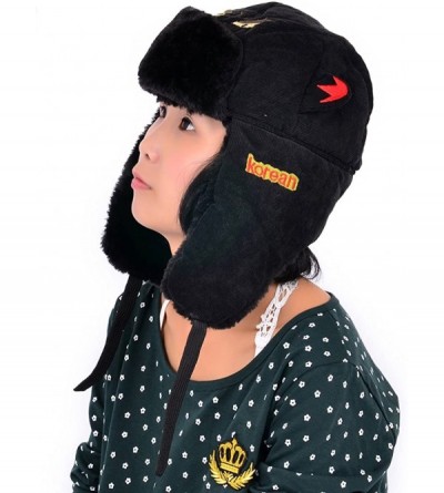 Bomber Hats Earflap Hat Winter Faux Fur Trapper Ski Hats Womens Girls Mens Multi Styles - Corduroy & Faux Fur - Black - C411O...