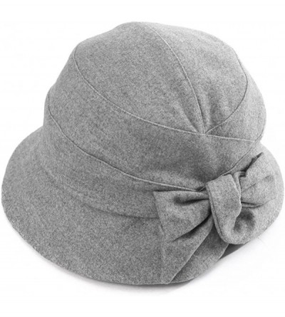 Berets Womens Winter Bucket Derby Gatsby Vintage 1920s Round Bowler Church Hat Fall 55-59cm - 89084-grey - CW18IIDT2CL $18.38