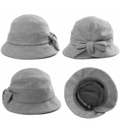 Berets Womens Winter Bucket Derby Gatsby Vintage 1920s Round Bowler Church Hat Fall 55-59cm - 89084-grey - CW18IIDT2CL $18.38
