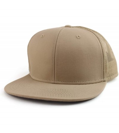 Baseball Caps Oversize XXL Blank Flatbill Mesh Snapback Cap - Khaki - CZ18A55D09I $19.90