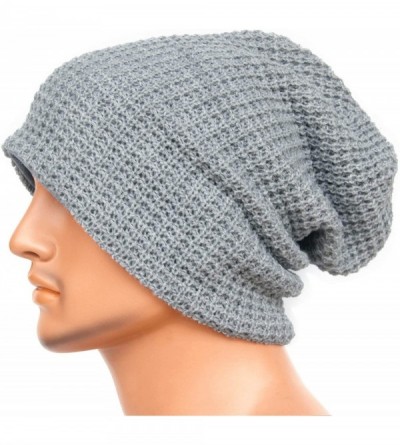 Skullies & Beanies Unisex Beanie Hat Slouchy Knit Cap Skullcap Baggy Crochet Style 1004 - Lightgrey - C1128MYVBD7 $8.97