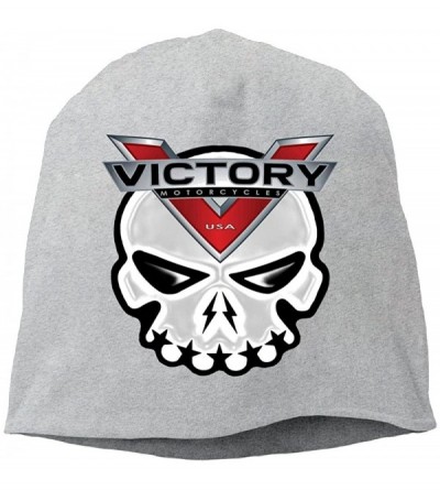 Skullies & Beanies Victory Motorcycles Skull Logo Slouch Beanie Skull Cap Hat - Ash - CF12N7ZKXUE $11.33