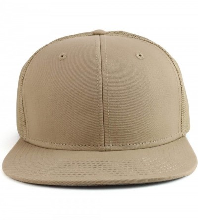 Baseball Caps Oversize XXL Blank Flatbill Mesh Snapback Cap - Khaki - CZ18A55D09I $19.90