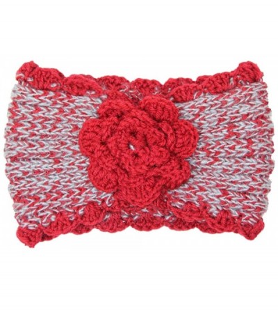 Cold Weather Headbands Women's Winter Knitted Headband Ear Warmer Head Wrap (Flower/Twisted/Checkered) - Flower-burgundy - CQ...