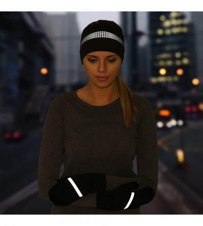 Headbands Ponytail Headband - Adrenaline Series - Women's Running Headband with Reflective Accents - black / reflective - CB1...