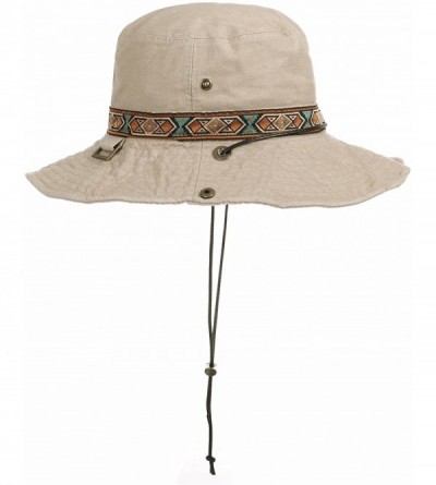 Sun Hats Boonie Bush Hat Aztec Pattern Wide Brim Side Snap KR8752 - Ivory - CU184S9USR7 $28.71