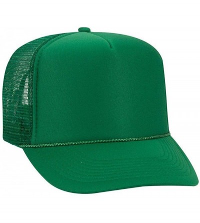 Baseball Caps Polyester Foam Front 5 Panel High Crown Mesh Back Trucker Hat - Kelly - CY12EXF1OGD $8.48