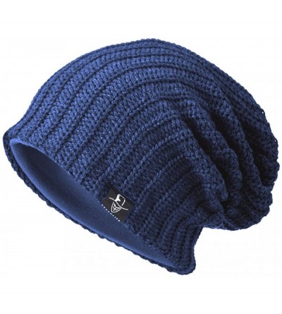 Skullies & Beanies Men Slouch Beanie Knit Long Oversized Skull Cap for Winter Summer N010 - B019-navy - CA18I29U2CY $9.13