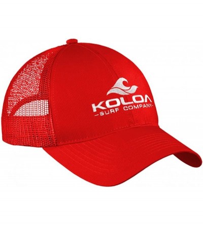 Baseball Caps Old School Curved Bill Mesh Snapback Hats - Red With White Embroidered Logo - C117Z3OGK4X $17.96