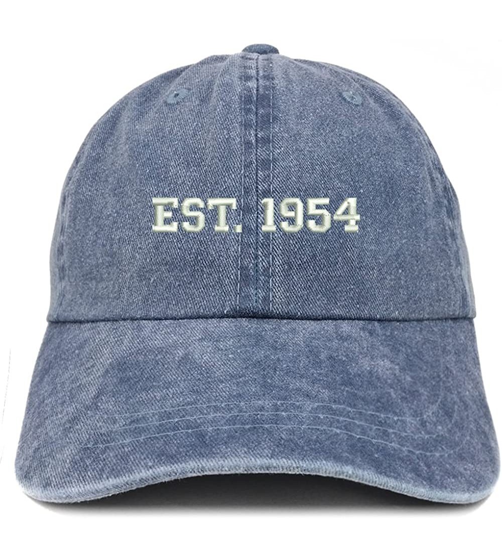 Baseball Caps EST 1954 Embroidered - 66th Birthday Gift Pigment Dyed Washed Cap - Navy - CW180QLS4XA $36.44