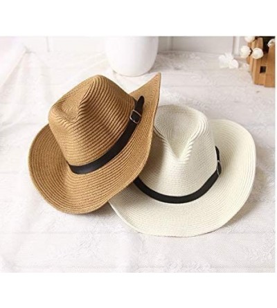 Cowboy Hats Foldable Classic Western Beach Sunshade - Khaki - CG18II3E0UE $10.61