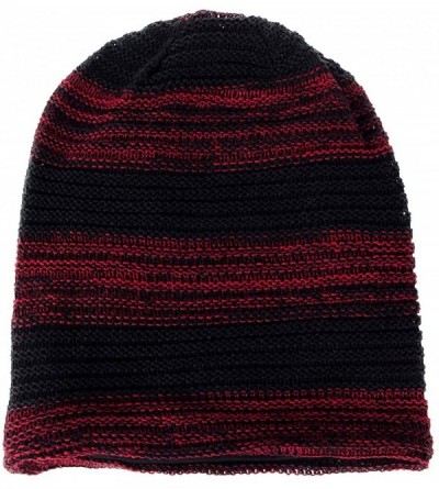 Skullies & Beanies Unisex Adult Winter Warm Slouch Beanie Long Baggy Skull Cap Stretchy Knit Hat Oversized - Claret - CC12O08...
