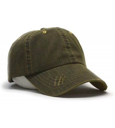 Baseball Caps Distressed Dirty Wash Herringbone Cotton Adjustable Baseball Cap - Dark Brown - CI186M56TZ3 $20.72