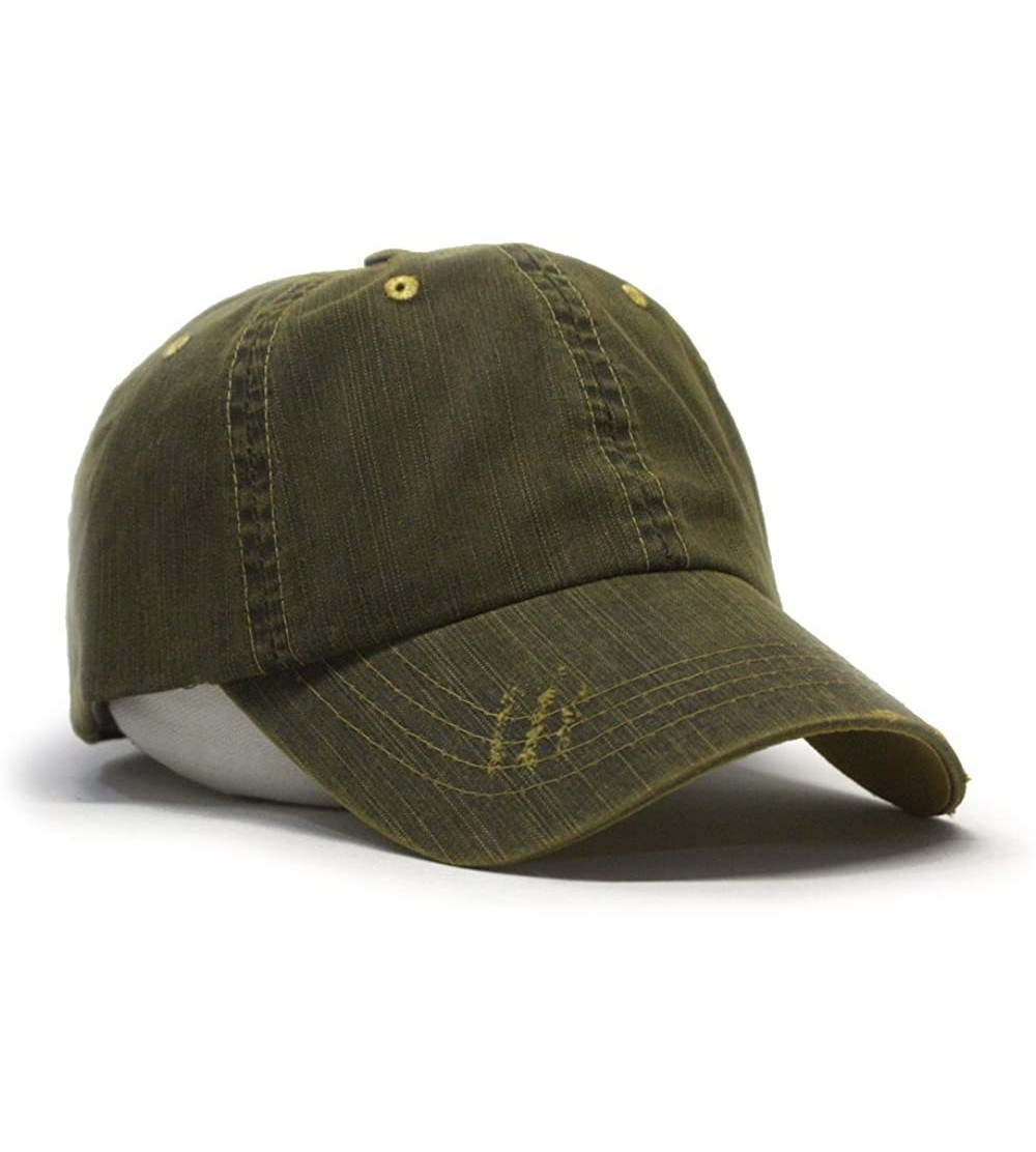 Baseball Caps Distressed Dirty Wash Herringbone Cotton Adjustable Baseball Cap - Dark Brown - CI186M56TZ3 $9.39