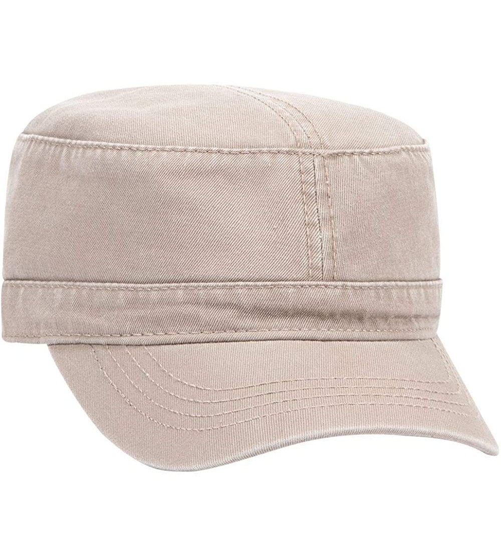 Visors Superior Garment Washed Cotton Twill Military Cap - Khaki - CJ187I9MD3I $13.17
