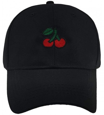 Baseball Caps Embroidered Strawberry Watermelon Adjustable - Black5 - CT18R5SU7IZ $11.68