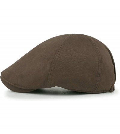 Newsboy Caps Cotton Flat Cap Cabbie Hat Gatsby Ivy Cap Irish Hunting Hat Newsboy - Brown - CS18NAMCNAC $18.13