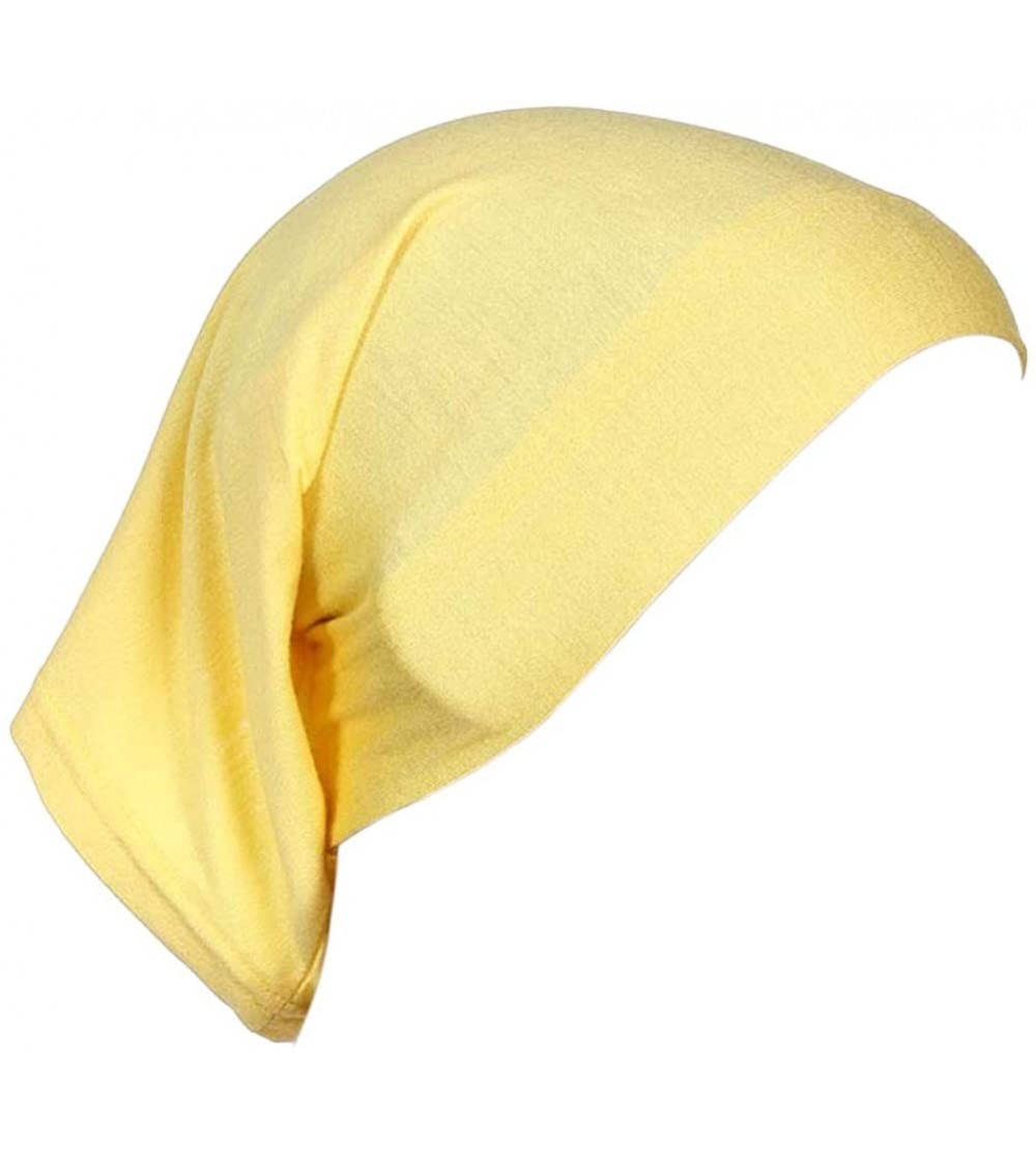 Skullies & Beanies Women's Hijab Cap Under Scarf Bone Bonnet Head Wrap Cover - Yellow - CH120UVBEIR $11.93