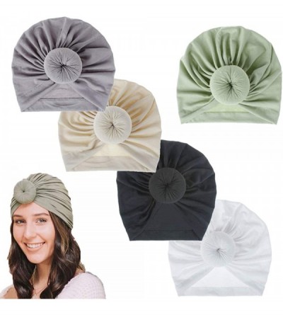 Skullies & Beanies Women's Knotted Hat Cap India's Hat Turban Headwear Beanie Chemo Cap Hair Loss Hat - Xm037-5color - CK199C...