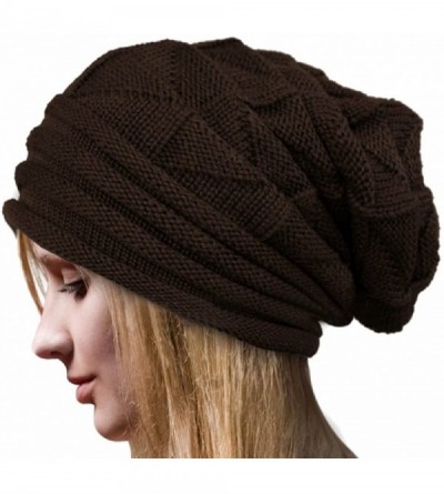 Skullies & Beanies Women Thick Slouchy Knit Beanie Cap Hat (Coffee) - C9129HIS60X $10.84