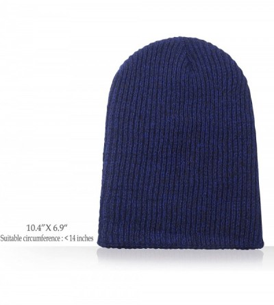 Skullies & Beanies Fashion Unisex Warm Thick Slouchy Skull Cap Knitted Beanie Hat - Dark Blue - CJ12N459E8P $8.97