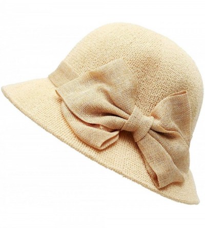 Sun Hats Women Straw Sun Hats Summer Beach Cap Foldable Floppy Packable Wide Brim Hat - 014 Beige With Bowknot - CO193WT944E ...