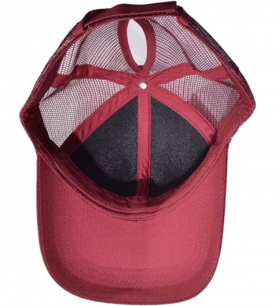 Baseball Caps Ponytail Baseball Cap High Bun Ponycap Adjustable Mesh Trucker Hats - 001 (Mesh) - Wine Red - C318EHU8U6G $13.80