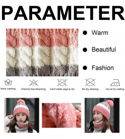 Skullies & Beanies Womens Winter Pompom Slouchy - Pink White - CX18AUDG29O $10.29