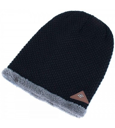 Skullies & Beanies Men Winter Skull Cap Beanie Large Knit Hat with Thick Fleece Lined Daily - P - Wine Red - C718ZGS27YX $11.42