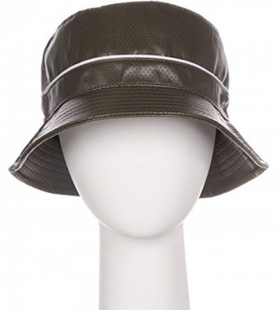 Bucket Hats Fashion Bucket Hat Cap Headwear - Many Prints - Faux Leather 2 Olive - CW121V2HT97 $11.09
